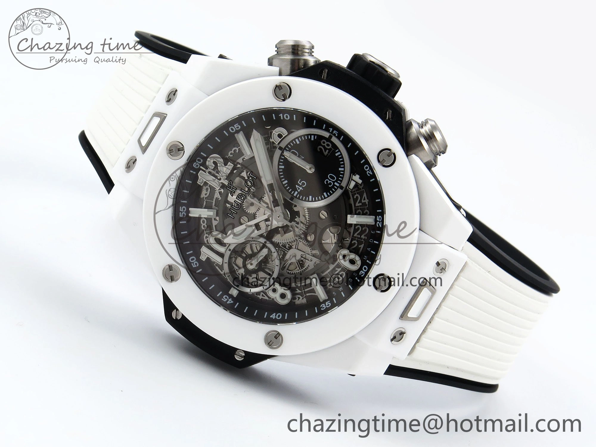 Lightweight Big Bang Unico 42mm White Ceramic BBF 1:1 Best Edition Skeleton Dial on White Rubber Strap A1280 V 6723