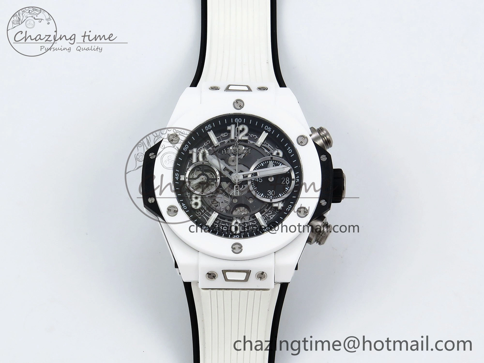 Lightweight Big Bang Unico 42mm White Ceramic BBF 1:1 Best Edition Skeleton Dial on White Rubber Strap A1280 V 6723