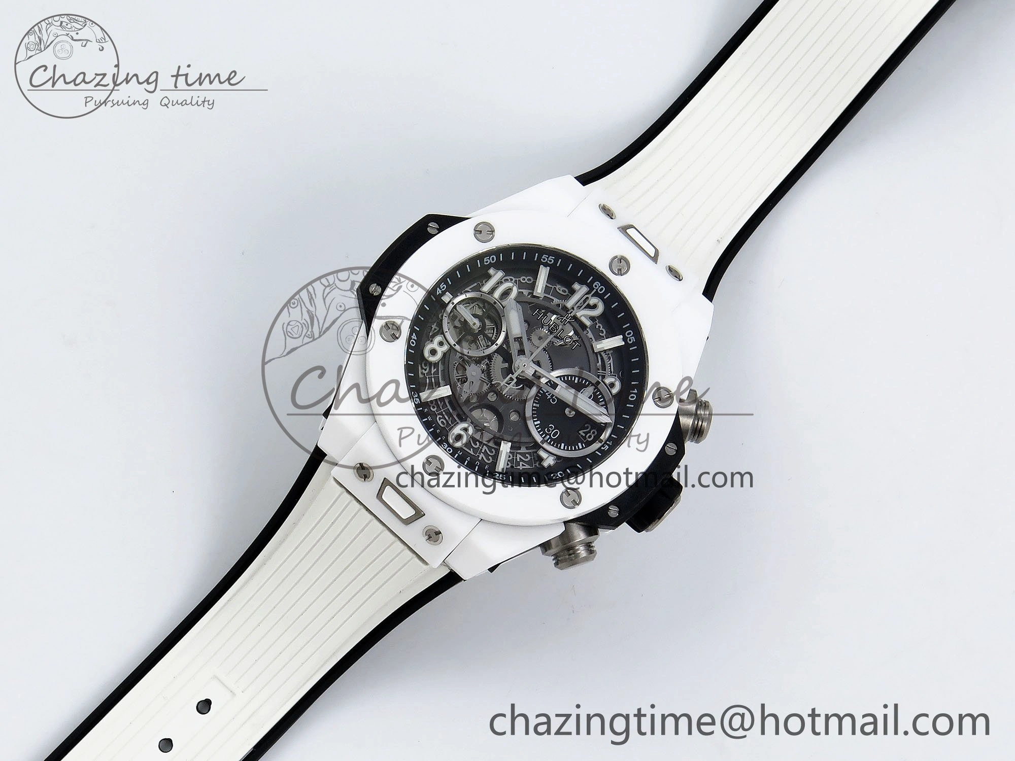 Lightweight Big Bang Unico 42mm White Ceramic BBF 1:1 Best Edition Skeleton Dial on White Rubber Strap A1280 V 6723