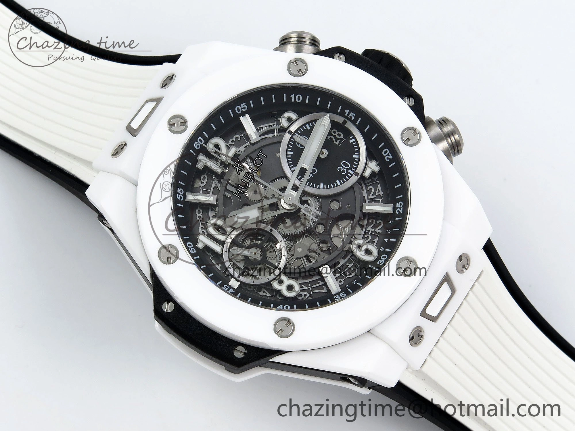 Lightweight Big Bang Unico 42mm White Ceramic BBF 1:1 Best Edition Skeleton Dial on White Rubber Strap A1280 V 6723