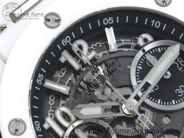 Lightweight Big Bang Unico 42mm White Ceramic BBF 1:1 Best Edition Skeleton Dial on White Rubber Strap A1280 V 6723