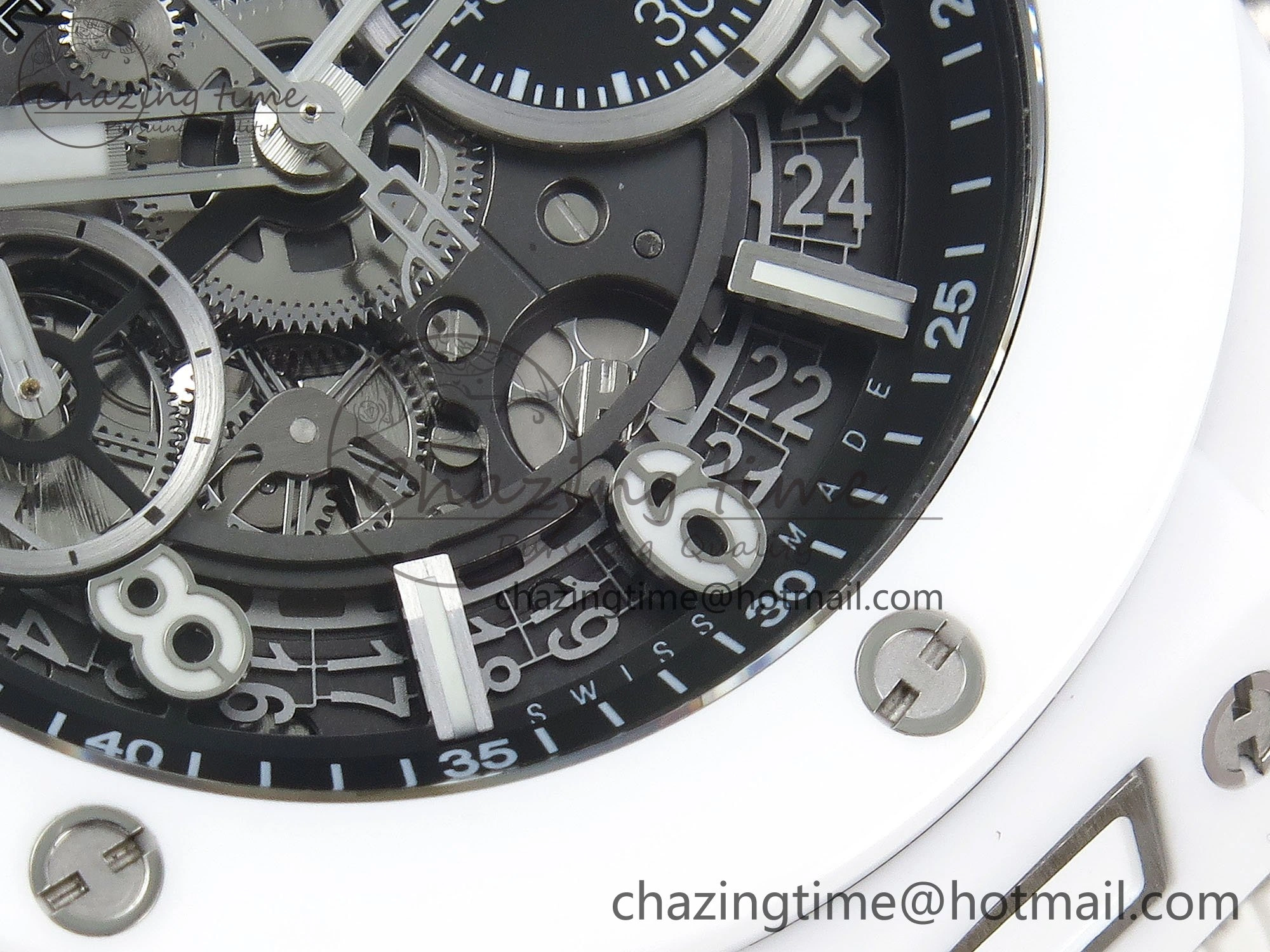 Lightweight Big Bang Unico 42mm White Ceramic BBF 1:1 Best Edition Skeleton Dial on White Rubber Strap A1280 V 6723