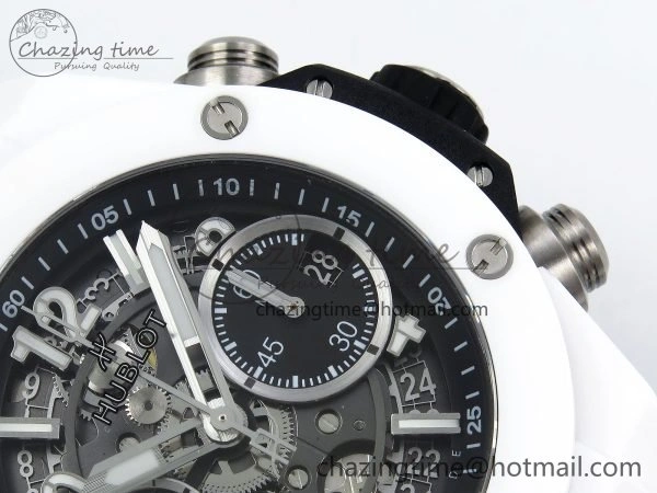 Lightweight Big Bang Unico 42mm White Ceramic BBF 1:1 Best Edition Skeleton Dial on White Rubber Strap A1280 V 6723