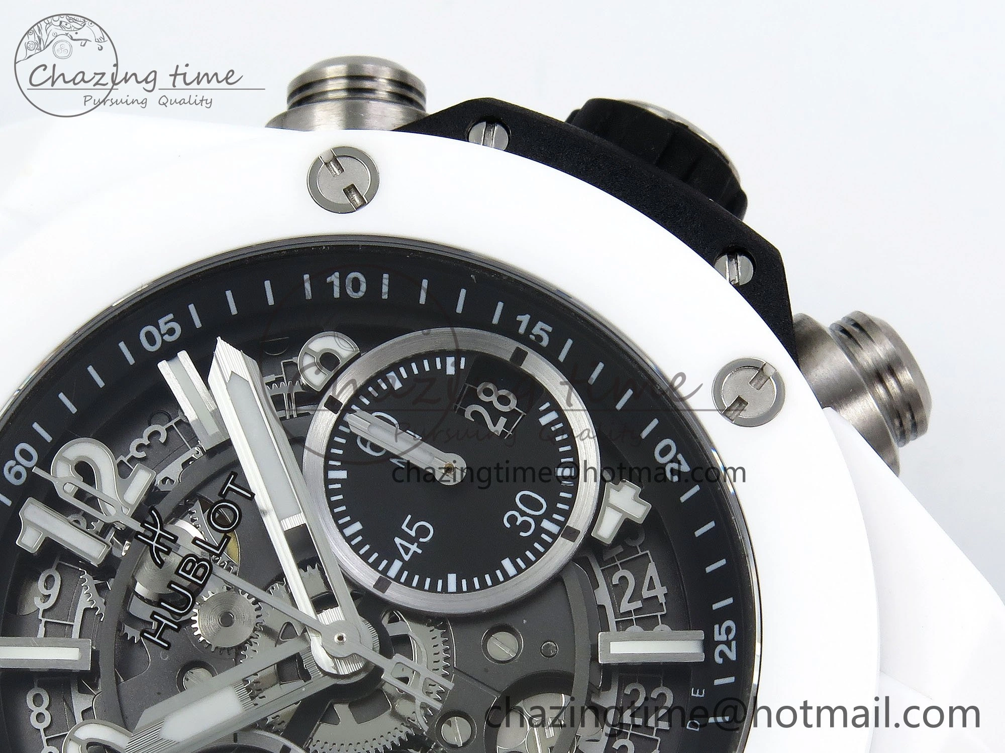 Lightweight Big Bang Unico 42mm White Ceramic BBF 1:1 Best Edition Skeleton Dial on White Rubber Strap A1280 V 6723