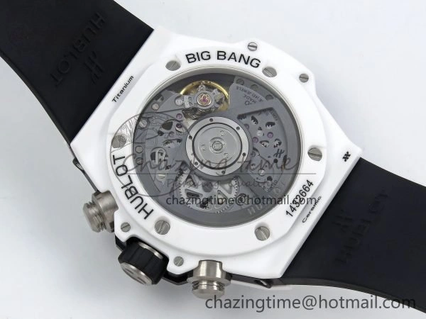Lightweight Big Bang Unico 42mm White Ceramic BBF 1:1 Best Edition Skeleton Dial on White Rubber Strap A1280 V 6723