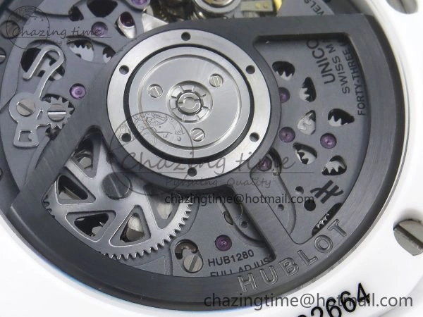 Lightweight Big Bang Unico 42mm White Ceramic BBF 1:1 Best Edition Skeleton Dial on White Rubber Strap A1280 V 6723