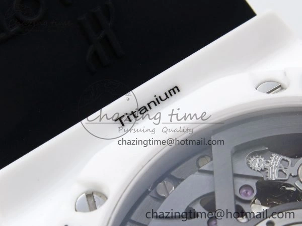 Lightweight Big Bang Unico 42mm White Ceramic BBF 1:1 Best Edition Skeleton Dial on White Rubber Strap A1280 V 6723