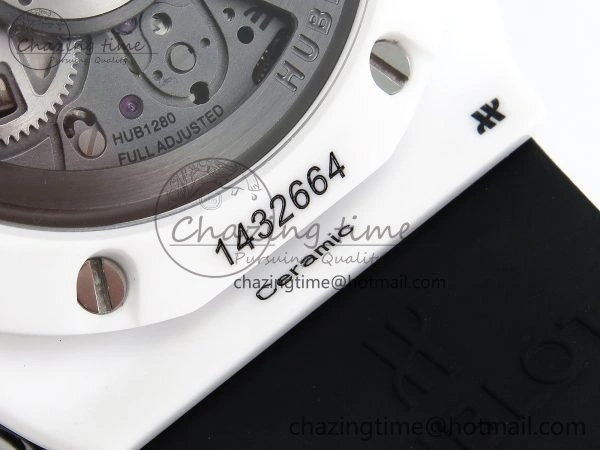 Lightweight Big Bang Unico 42mm White Ceramic BBF 1:1 Best Edition Skeleton Dial on White Rubber Strap A1280 V 6723