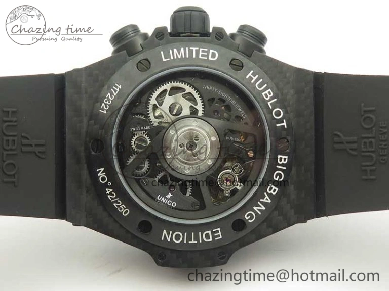 Big Bang Unico 45.5mm Carbon 3AF Best Edition Black Skeleton Dial On Rubber Strap A Bold 6881