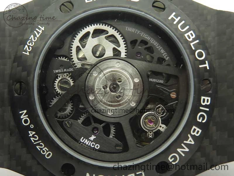 Big Bang Unico 45.5mm Carbon 3AF Best Edition Black Skeleton Dial On Rubber Strap A Bold 6881