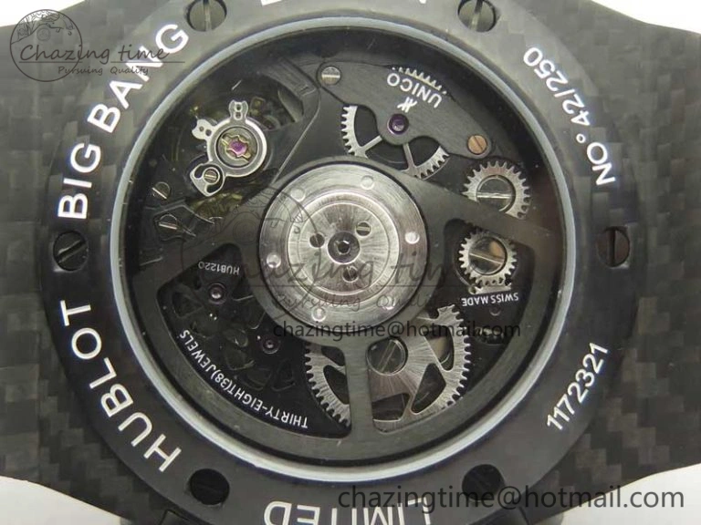 Big Bang Unico 45.5mm Carbon 3AF Best Edition Black Skeleton Dial On Rubber Strap A Bold 6881