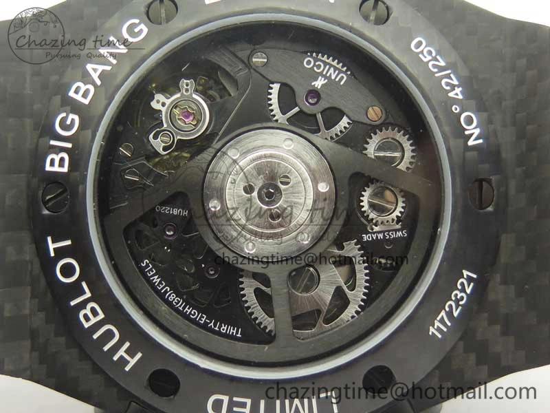 Big Bang Unico 45.5mm Carbon 3AF Best Edition Black Skeleton Dial On Rubber Strap A Bold 6881