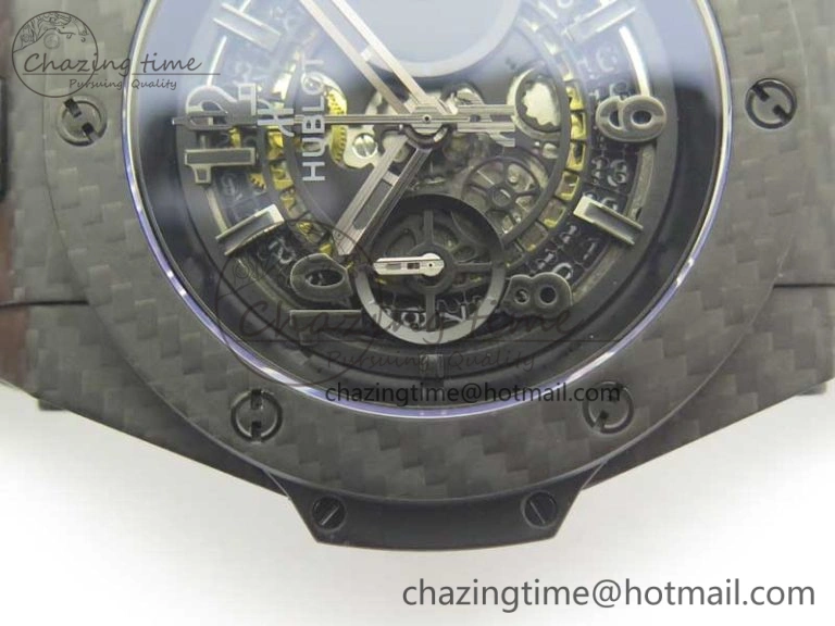 Big Bang Unico 45.5mm Carbon 3AF Best Edition Black Skeleton Dial On Rubber Strap A Bold 6881
