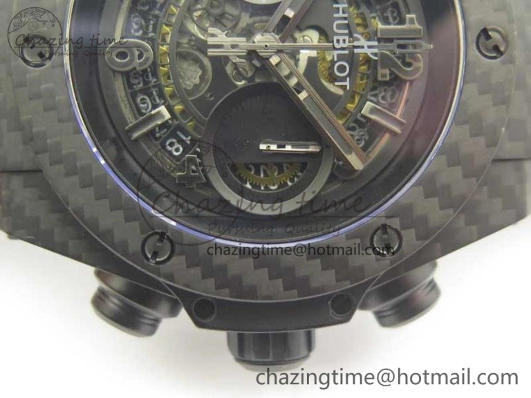 Big Bang Unico 45.5mm Carbon 3AF Best Edition Black Skeleton Dial On Rubber Strap A Bold 6881