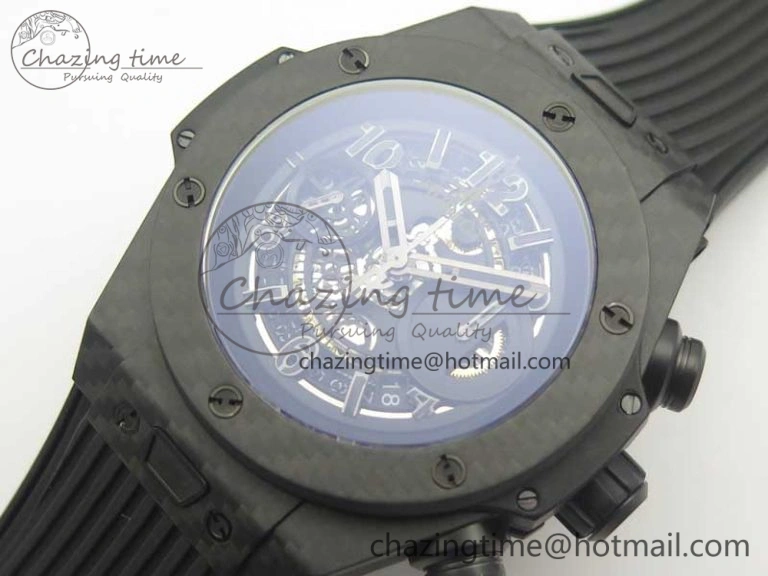 Big Bang Unico 45.5mm Carbon 3AF Best Edition Black Skeleton Dial On Rubber Strap A Bold 6881