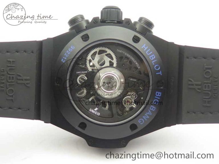 Big Bang Unico 45.5mm DLC 3AF Best Edition Blue Skeleton Dial On Blue Gummy Strap A Lightweight 6887