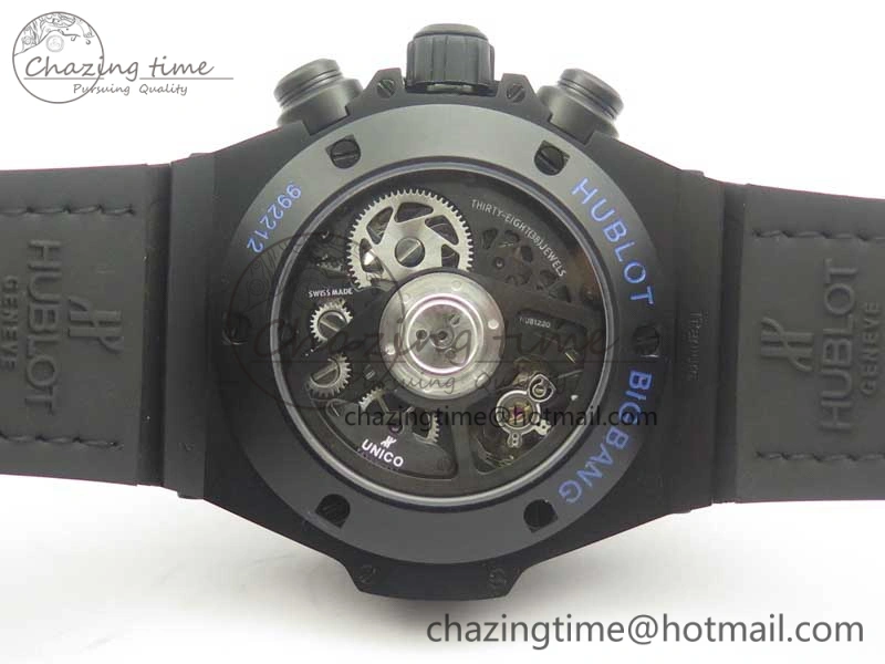 Big Bang Unico 45.5mm DLC 3AF Best Edition Blue Skeleton Dial On Blue Gummy Strap A Lightweight 6887
