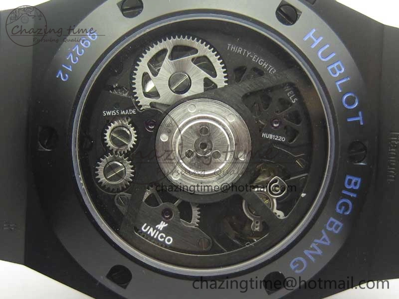 Big Bang Unico 45.5mm DLC 3AF Best Edition Blue Skeleton Dial On Blue Gummy Strap A Lightweight 6887
