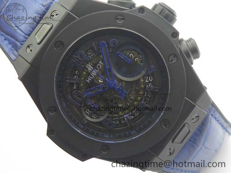 Big Bang Unico 45.5mm DLC 3AF Best Edition Blue Skeleton Dial On Blue Gummy Strap A Lightweight 6887