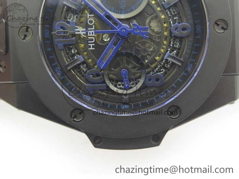 Big Bang Unico 45.5mm DLC 3AF Best Edition Blue Skeleton Dial On Blue Gummy Strap A Lightweight 6887