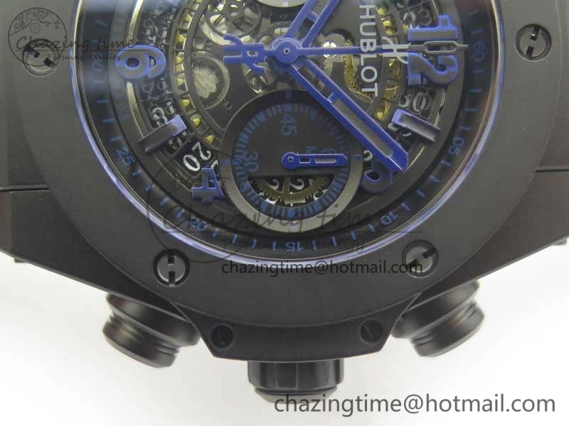 Big Bang Unico 45.5mm DLC 3AF Best Edition Blue Skeleton Dial On Blue Gummy Strap A Lightweight 6887