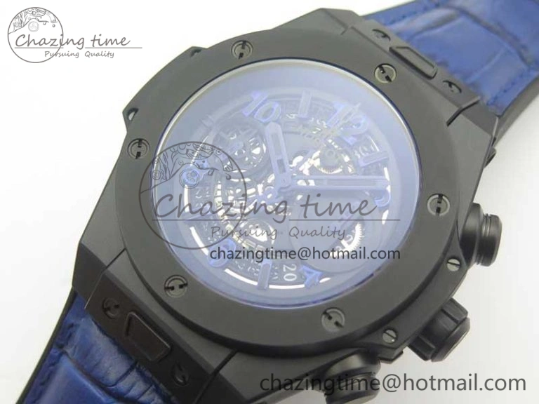 Big Bang Unico 45.5mm DLC 3AF Best Edition Blue Skeleton Dial On Blue Gummy Strap A Lightweight 6887