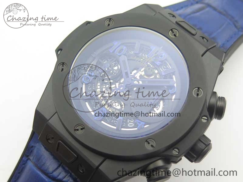 Big Bang Unico 45.5mm DLC 3AF Best Edition Blue Skeleton Dial On Blue Gummy Strap A Lightweight 6887