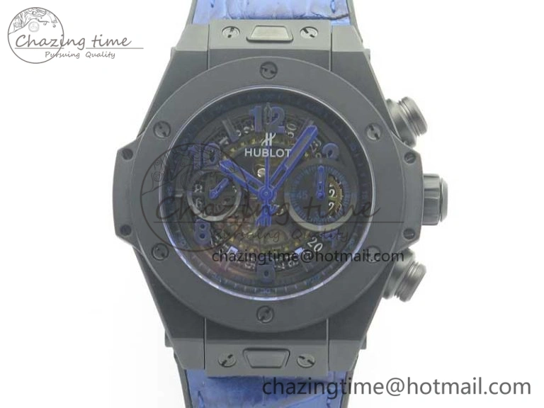 Big Bang Unico 45.5mm DLC 3AF Best Edition Blue Skeleton Dial On Blue Gummy Strap A Lightweight 6887