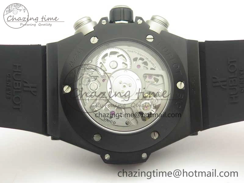 Big Bang Unico 45.5mm DLC 3AF Best Edition Gray Skeleton Dial On Red Rubber Strap A Affordable 6883