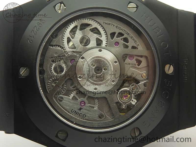 Big Bang Unico 45.5mm DLC 3AF Best Edition Gray Skeleton Dial On Red Rubber Strap A Affordable 6883