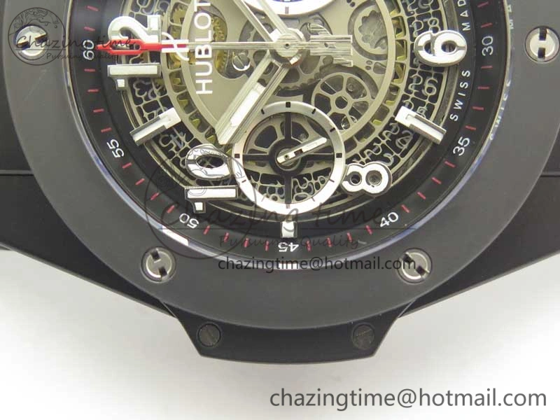 Big Bang Unico 45.5mm DLC 3AF Best Edition Gray Skeleton Dial On Red Rubber Strap A Affordable 6883