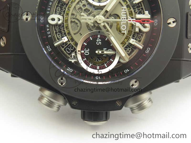 Big Bang Unico 45.5mm DLC 3AF Best Edition Gray Skeleton Dial On Red Rubber Strap A Affordable 6883
