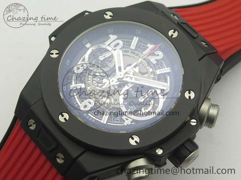 Big Bang Unico 45.5mm DLC 3AF Best Edition Gray Skeleton Dial On Red Rubber Strap A Affordable 6883