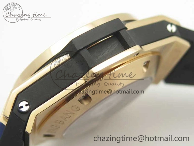 Durable Big Bang Unico 45.5mm RG 3AF Best Edition Blue Skeleton Dial On Blue Rubber Strap A 6886