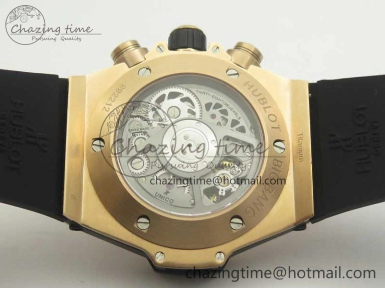 Durable Big Bang Unico 45.5mm RG 3AF Best Edition Blue Skeleton Dial On Blue Rubber Strap A 6886