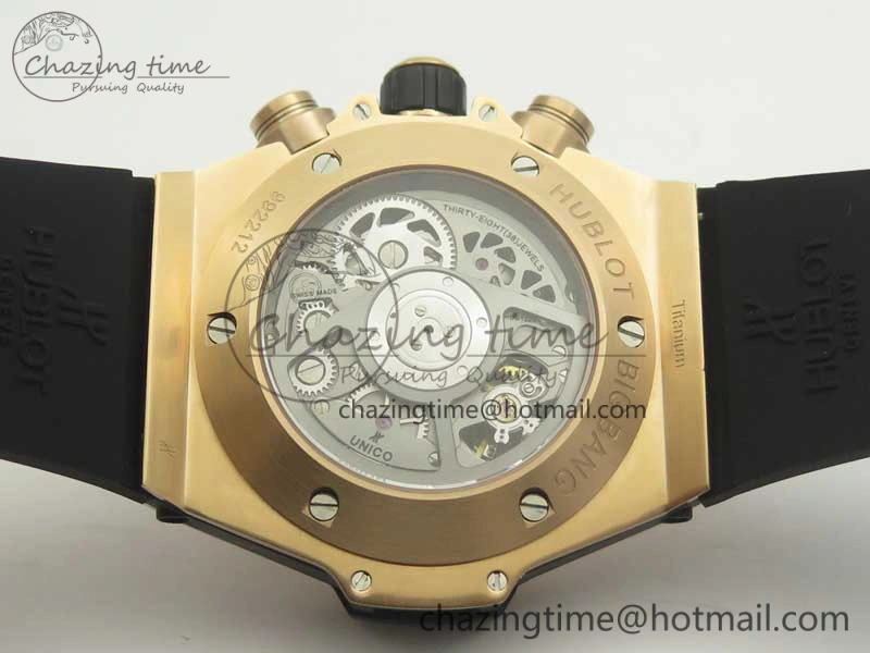 Durable Big Bang Unico 45.5mm RG 3AF Best Edition Blue Skeleton Dial On Blue Rubber Strap A 6886