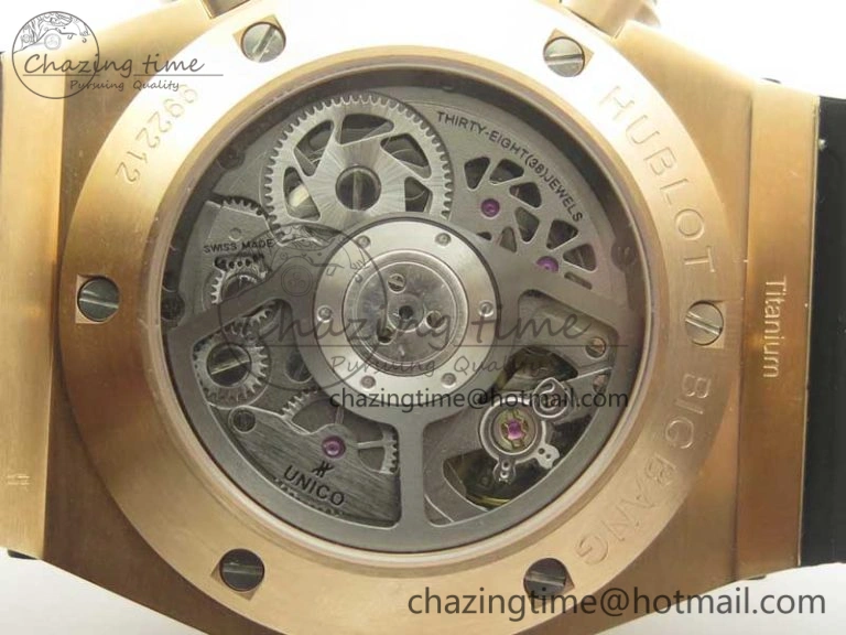 Durable Big Bang Unico 45.5mm RG 3AF Best Edition Blue Skeleton Dial On Blue Rubber Strap A 6886