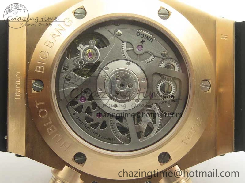 Durable Big Bang Unico 45.5mm RG 3AF Best Edition Blue Skeleton Dial On Blue Rubber Strap A 6886