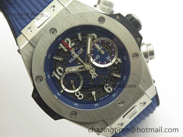 Big Bang Unico 45.5mm SS 3AF Best Edition Blue Skeleton Dial On Gummy Strap A Flexible 6884