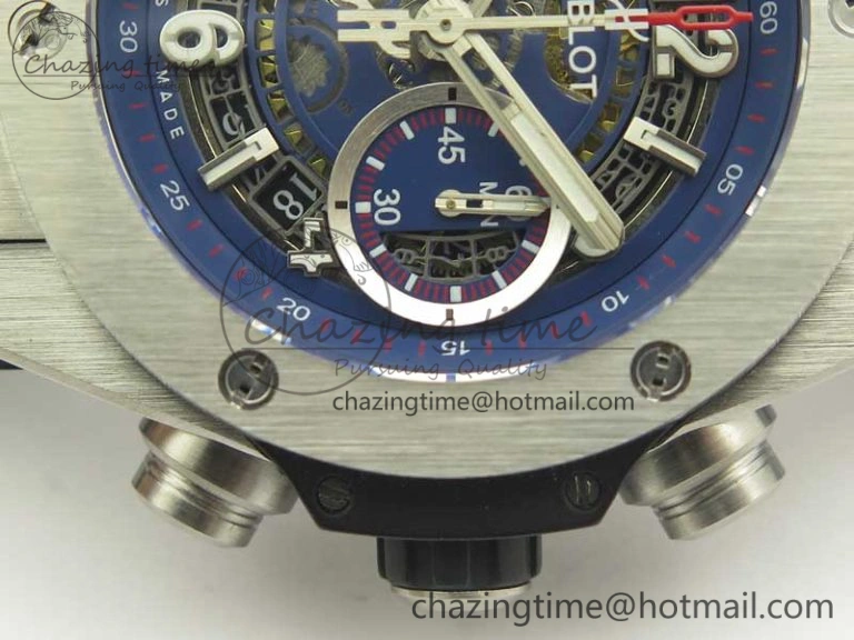 Big Bang Unico 45.5mm SS 3AF Best Edition Blue Skeleton Dial On Gummy Strap A Flexible 6884