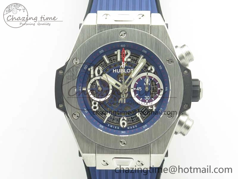 Big Bang Unico 45.5mm SS 3AF Best Edition Blue Skeleton Dial On Gummy Strap A Flexible 6884