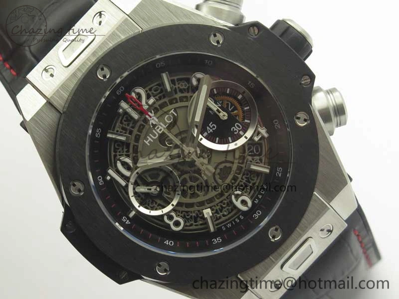 Big Bang Unico 45.5mm SS Ceramic 3AF Best Edition Gray Skeleton Dial On Gummy Strap A Elegant 6885