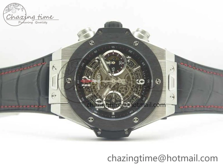 Big Bang Unico 45.5mm SS Ceramic 3AF Best Edition Gray Skeleton Dial On Gummy Strap A Elegant 6885