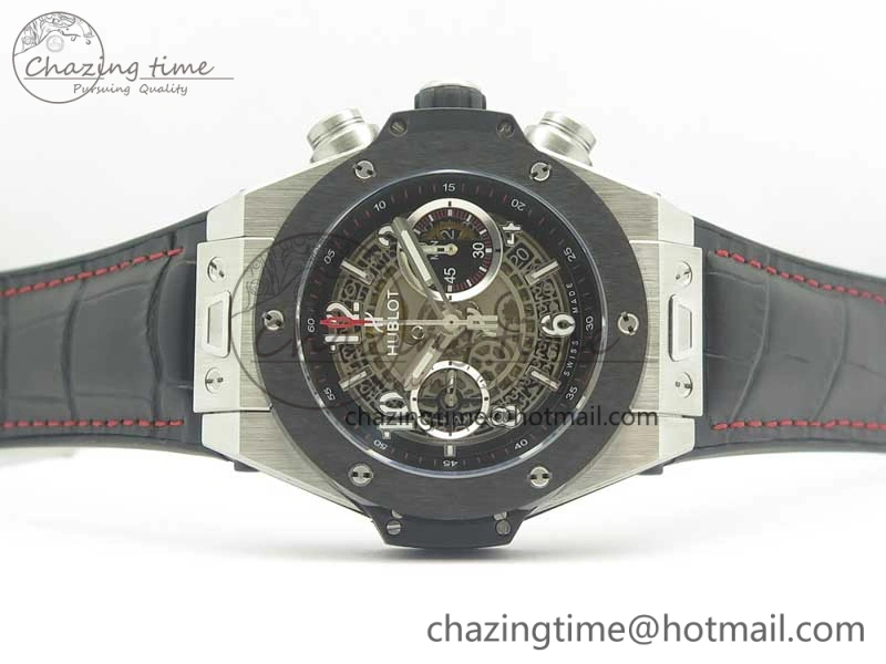 Big Bang Unico 45.5mm SS Ceramic 3AF Best Edition Gray Skeleton Dial On Gummy Strap A Elegant 6885