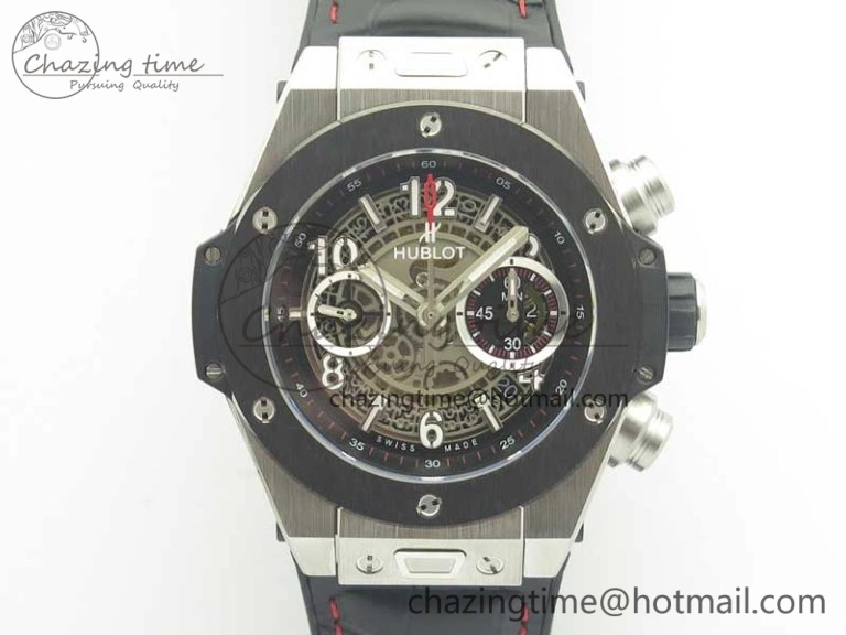 Big Bang Unico 45.5mm SS Ceramic 3AF Best Edition Gray Skeleton Dial On Gummy Strap A Elegant 6885