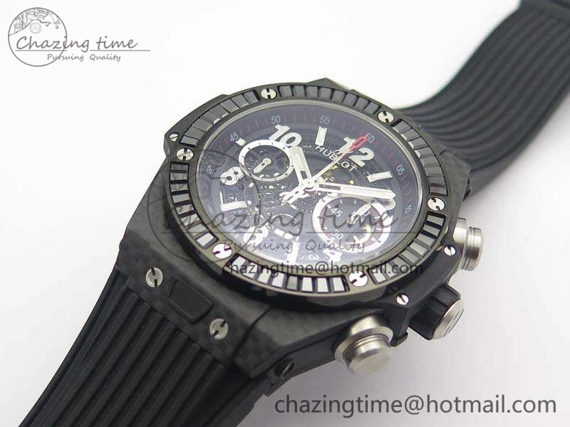 Reliable Big Bang Unico 45mm Carbon 3AF Best Edition Black Dial Diamond Bezel On Rubber Strap A 6920
