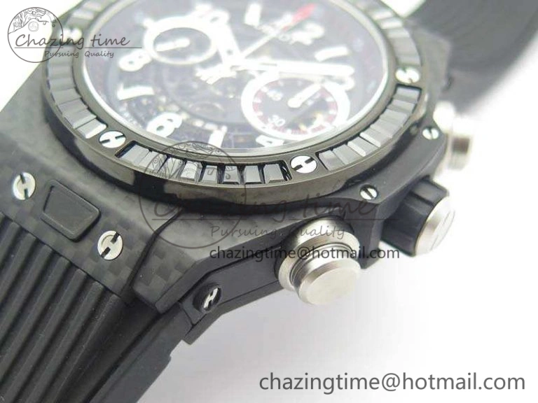Reliable Big Bang Unico 45mm Carbon 3AF Best Edition Black Dial Diamond Bezel On Rubber Strap A 6920