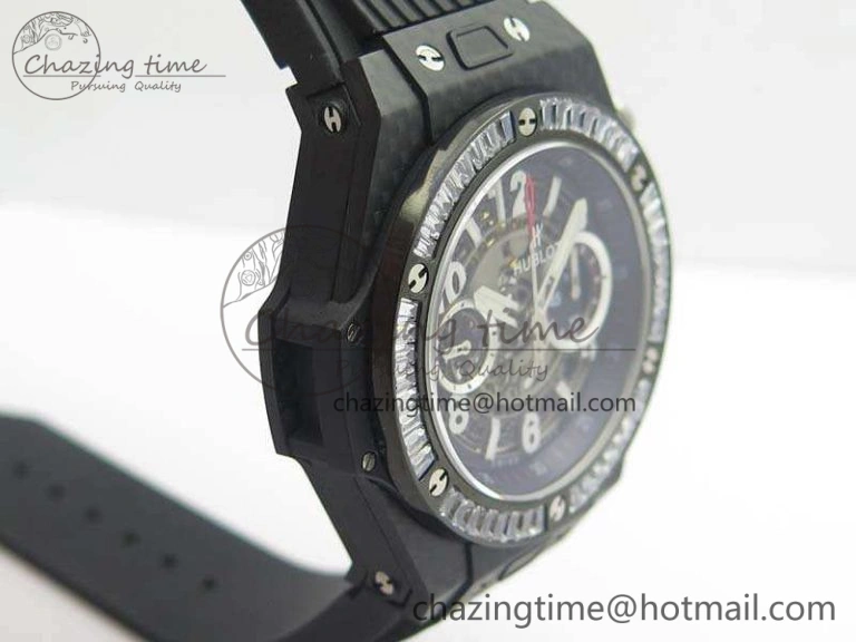 Big Bang Unico 45mm Carbon 3AF Best Edition Gray Dial Crystal Bezel On Rubber Strap A Stylish 6919