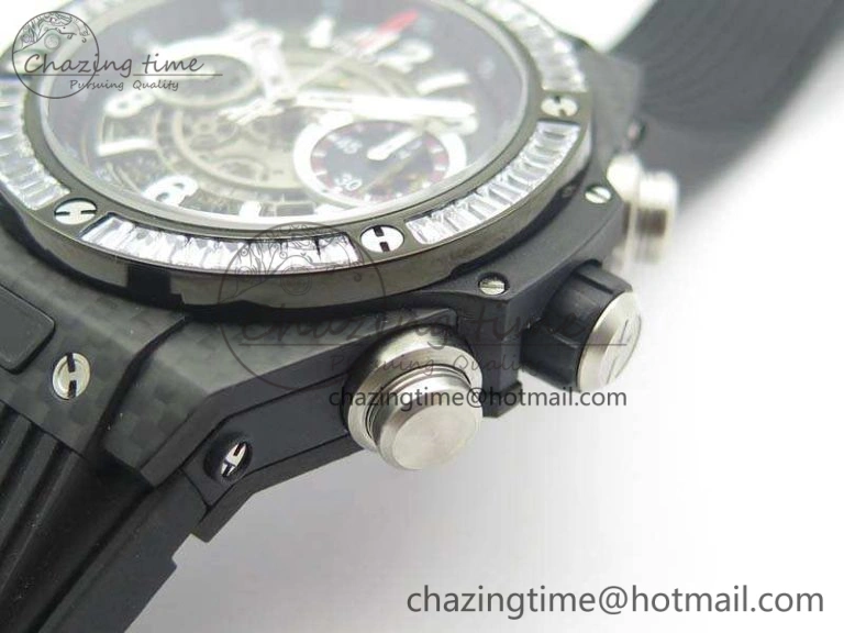 Big Bang Unico 45mm Carbon 3AF Best Edition Gray Dial Crystal Bezel On Rubber Strap A Stylish 6919