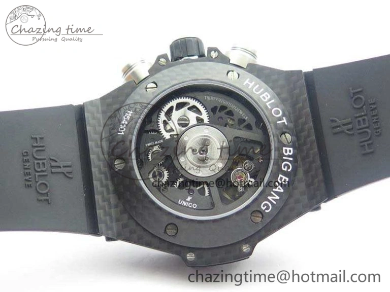 Big Bang Unico 45mm Carbon 3AF Best Edition Gray Dial Crystal Bezel On Rubber Strap A Stylish 6919